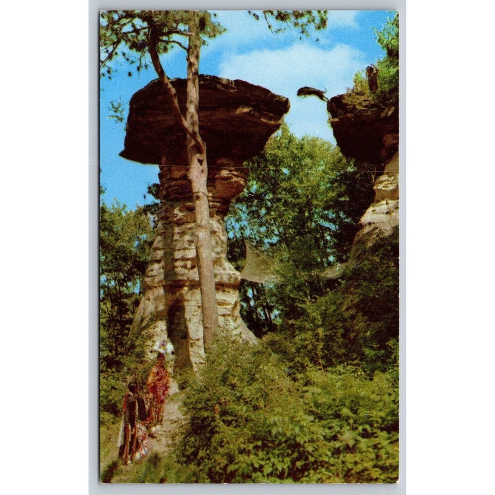 Vintage Postcard Stand Rock Wisconsin Dells Dog Jumping H.H. Bennett Studio WI